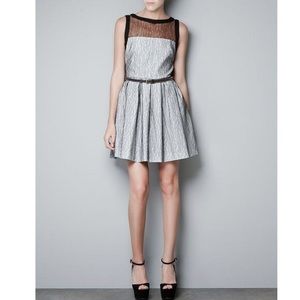 Zara Basic Lace A-Line Dress with Belt